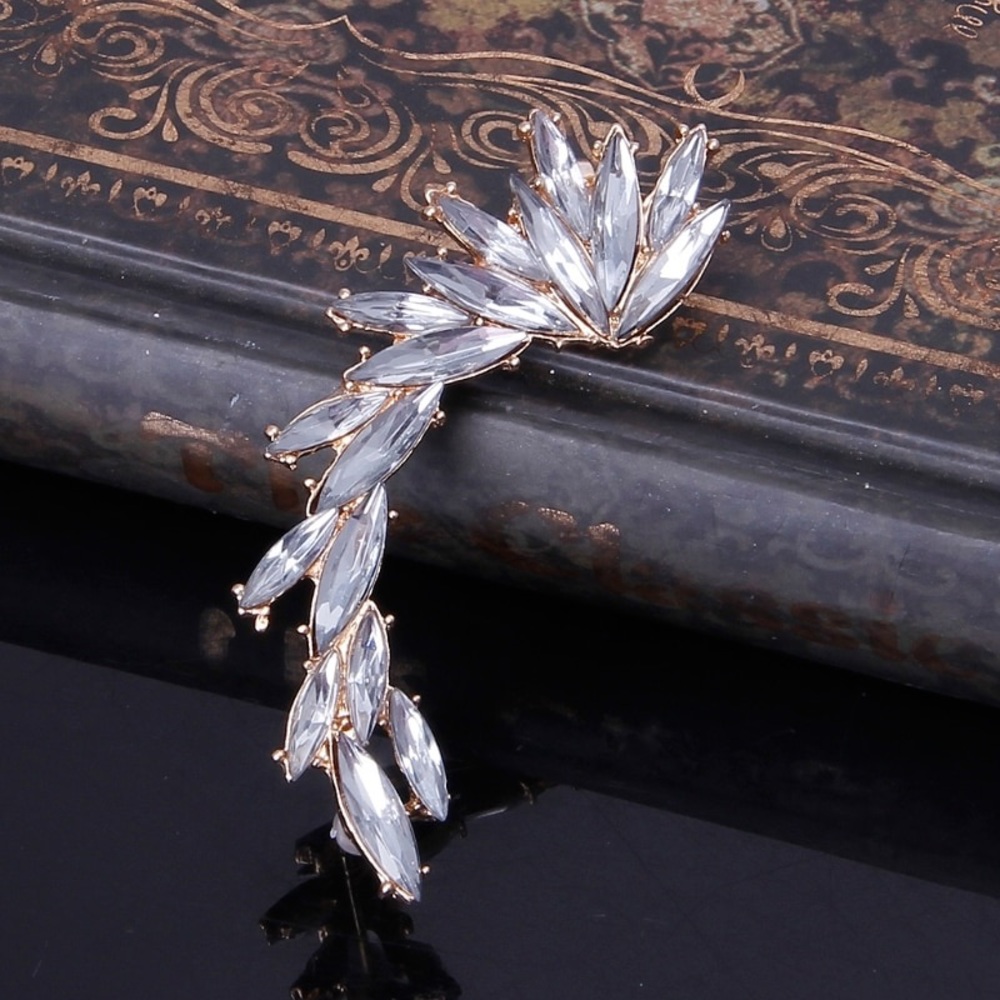 Iridescent Crystal Rhinestone Ear Cuff Earring - Picture 4 of 16